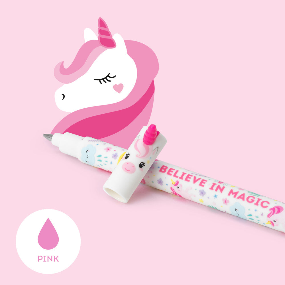 Legami Erasable Gel Pen Rollerball Friction Writing Stationery Unicorn Pink Ink — image 2