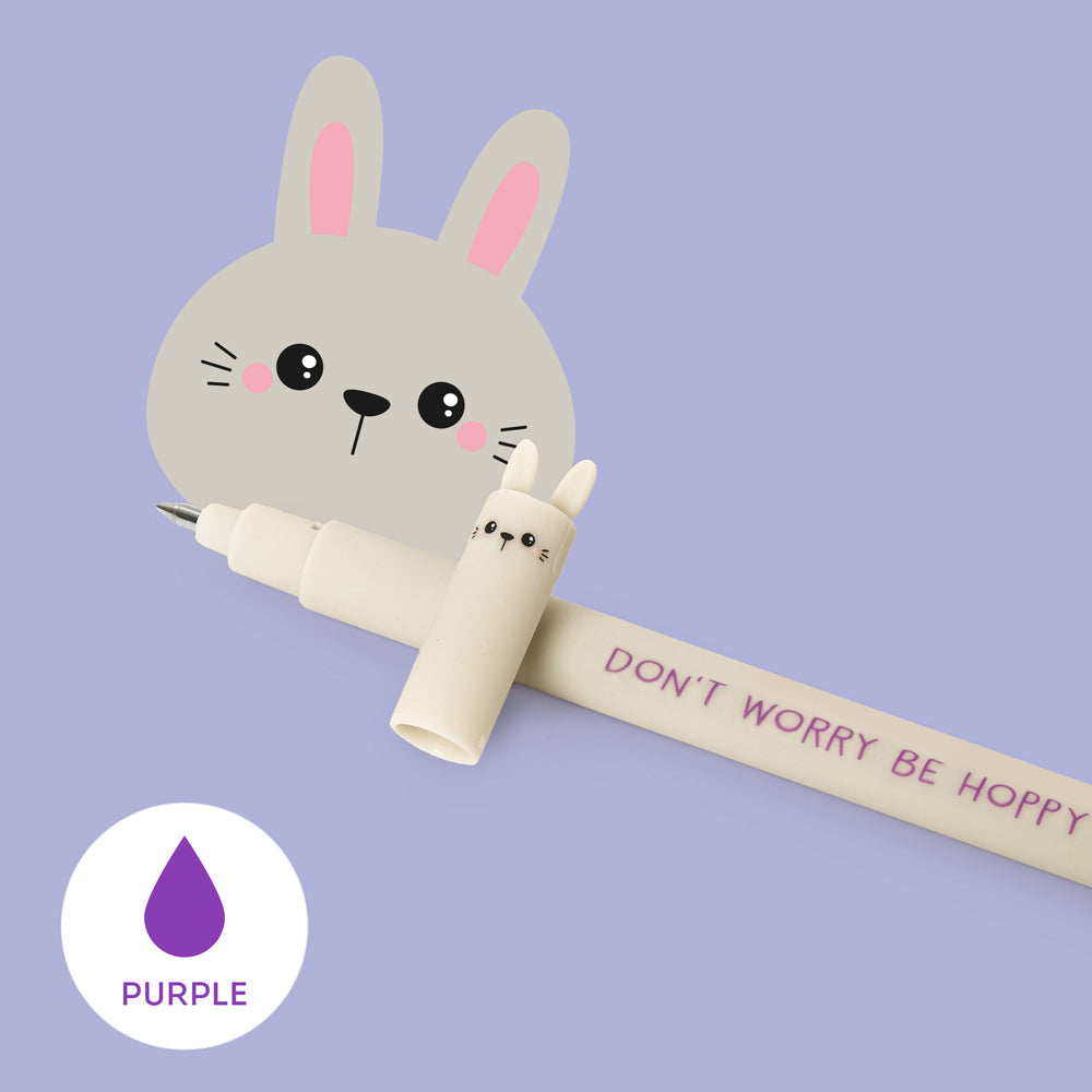 Legami Erasable Gel Pen Rollerball Friction Writing Stationery Bunny Purple Ink — image 2