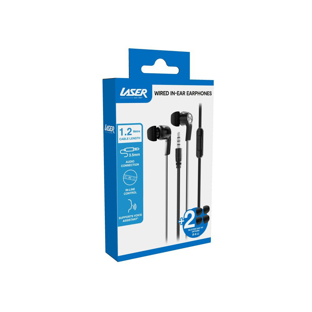 Laser 3.5mm AUX Wired 1.2m In-Ear Earphones w/ Microphone For Smartphones Black — image 3