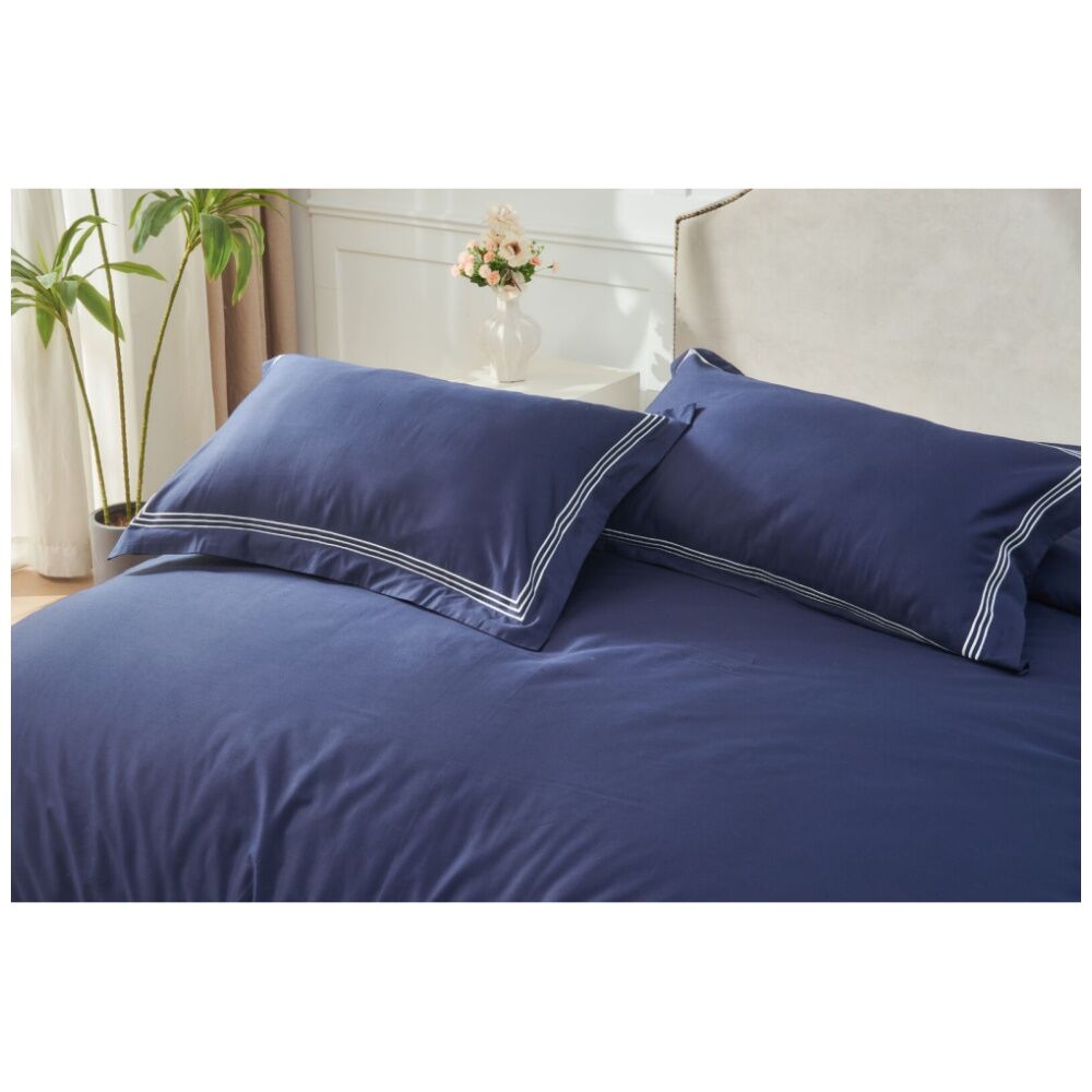 Grosvenor House 500TC Hotel Embroidered Quilt Set Navy w/ White — image 5