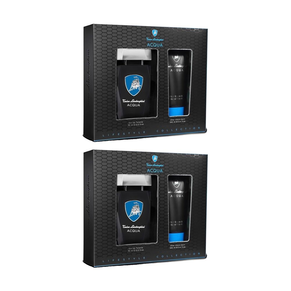 Lamborghini 2pc Lamborghini Acqua Men Fragrance 75ml EDT 100ml After Shave Balm Gift Set (2 Pack)