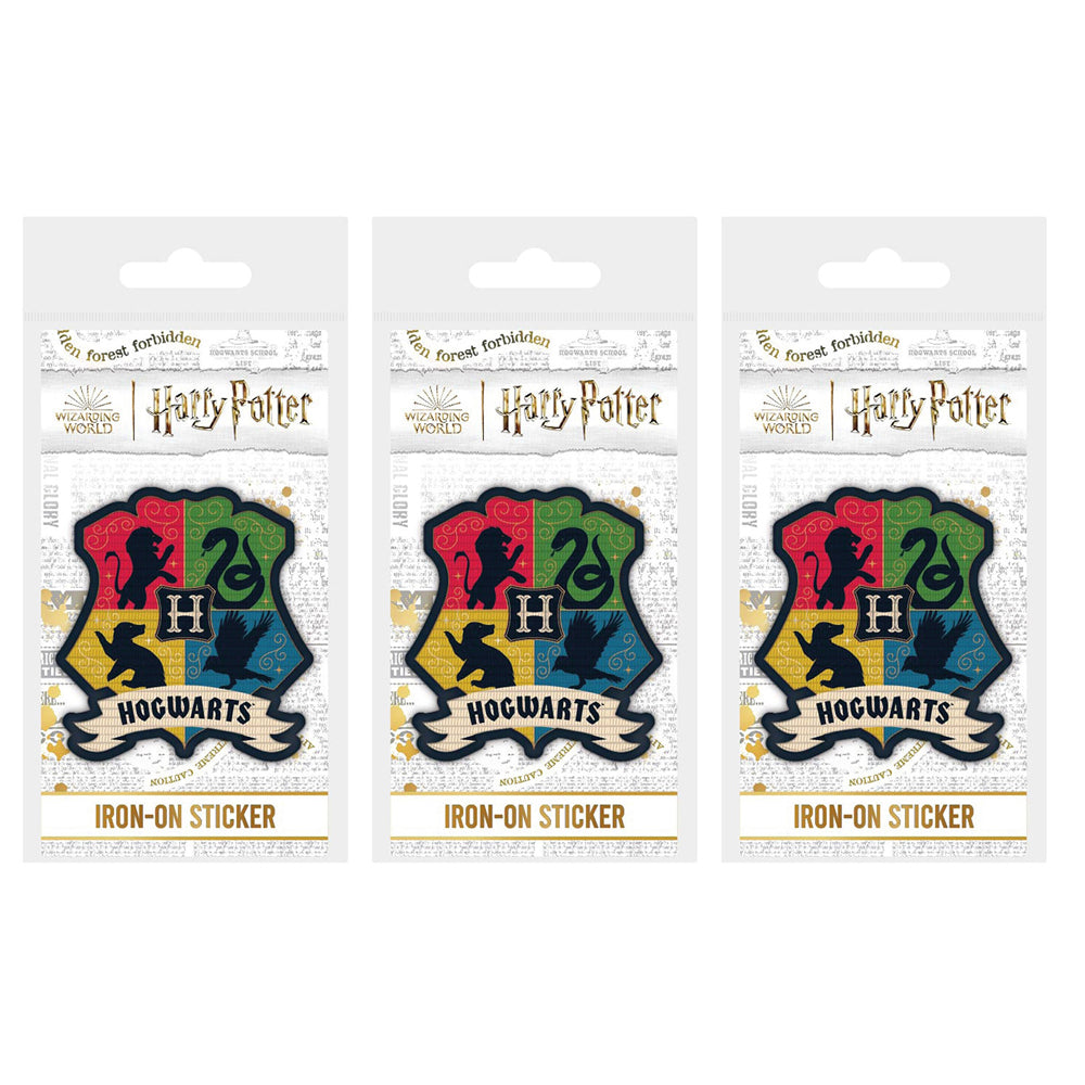 Wizarding World Harry Potter Hogwarts Crest Fabric Iron-On Decorative Patch (3 Pack)