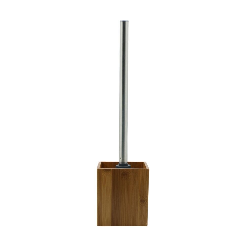 NF Living Toilet Brush Holder 9x34cm Bamboo Square For Bathrooms Natural