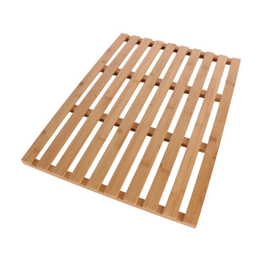 NF Living Square Bath Mat 62x45x2cm Bamboo Rectangle For Bathrooms Natural