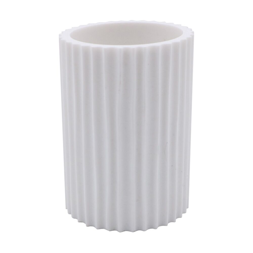 NF Living Round Tumbler 7x11cm Polyresin For Bathrooms White