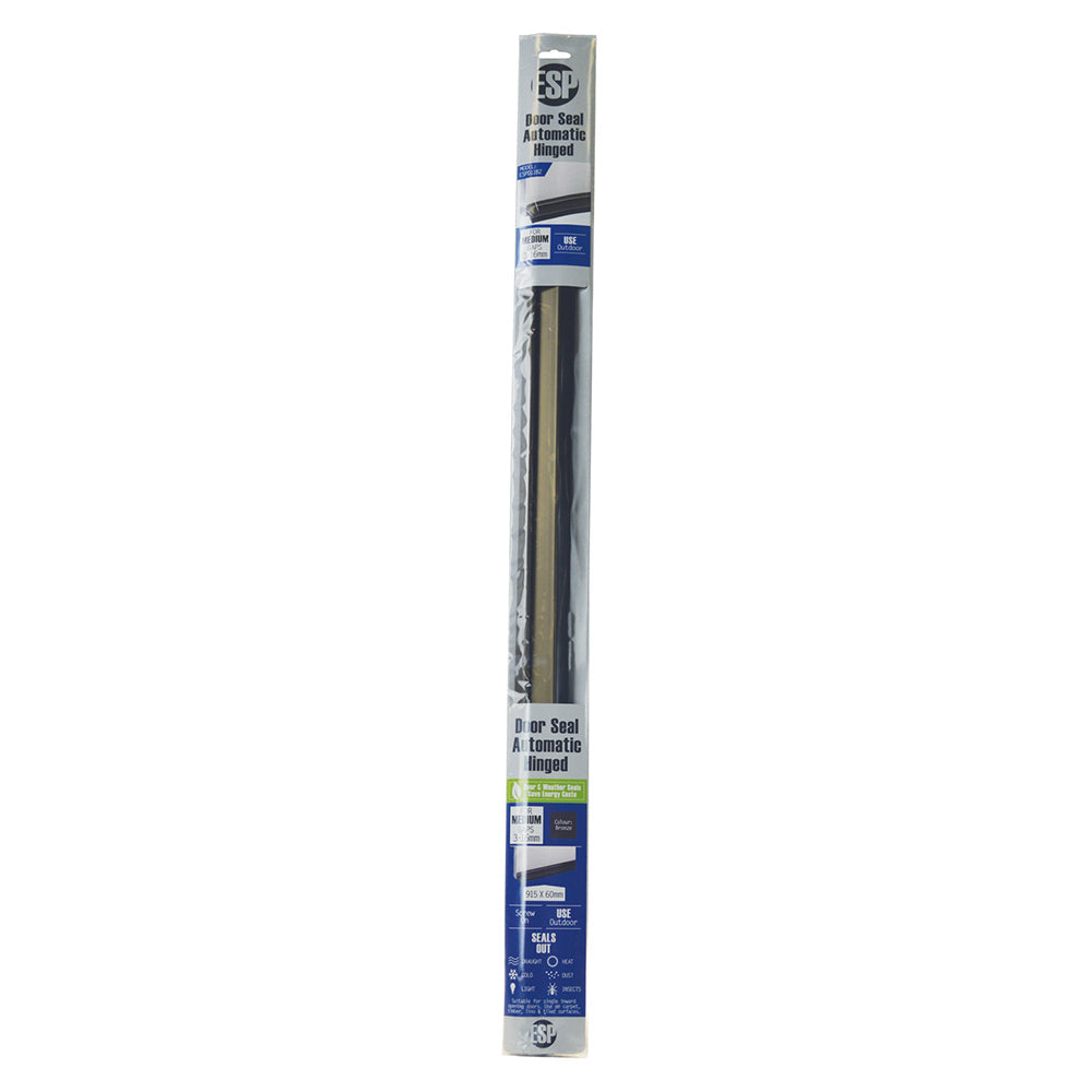 Esp Automatic Hinged Aluminium Door Seal Weather Draught 915x60mm Bronze (2 Pack)