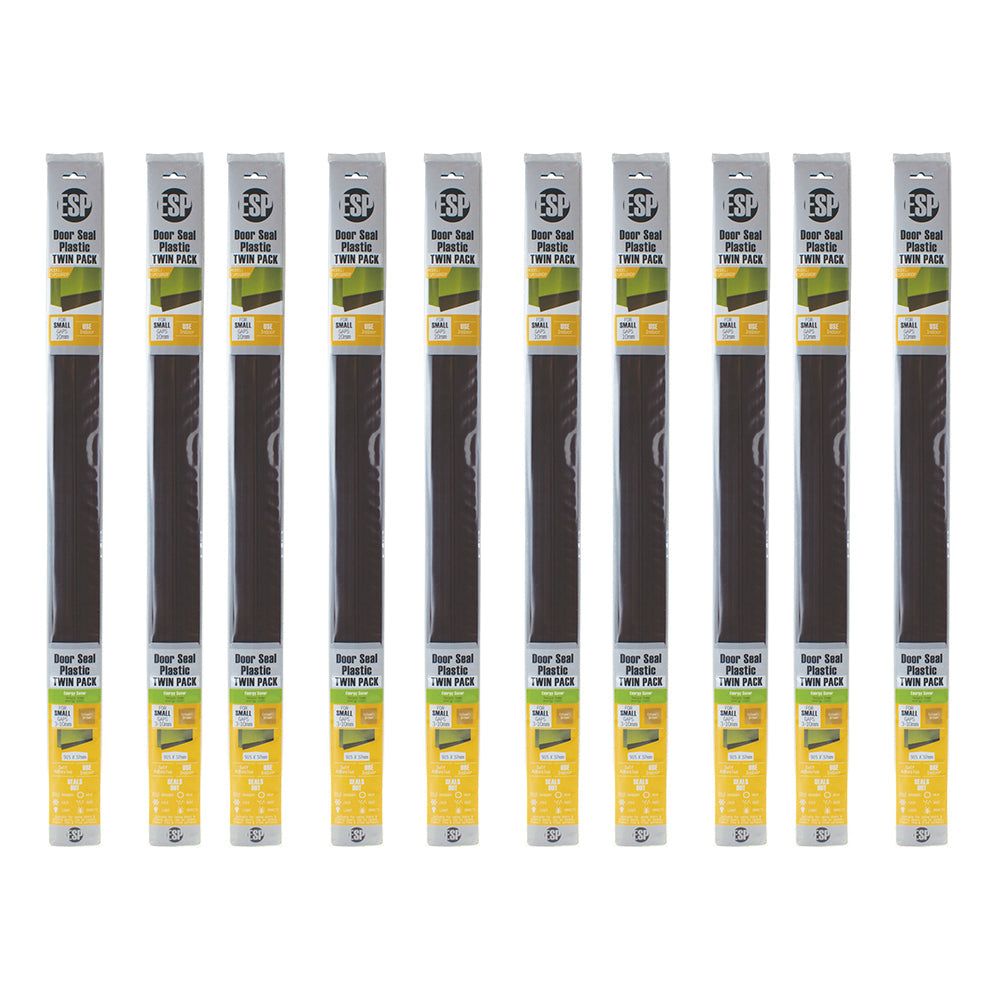 Esp 2pc ESP Plastic Door Seal Self Adhesive Weather Draught Sealer Brn 915x37mm (10 Pack)