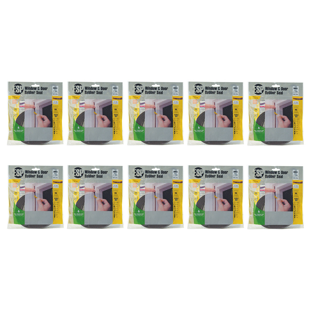 Esp Window & Door Rubber W-Shaped Weather Seal Draught Adhesive 4x9mm Brown (10 Pack)