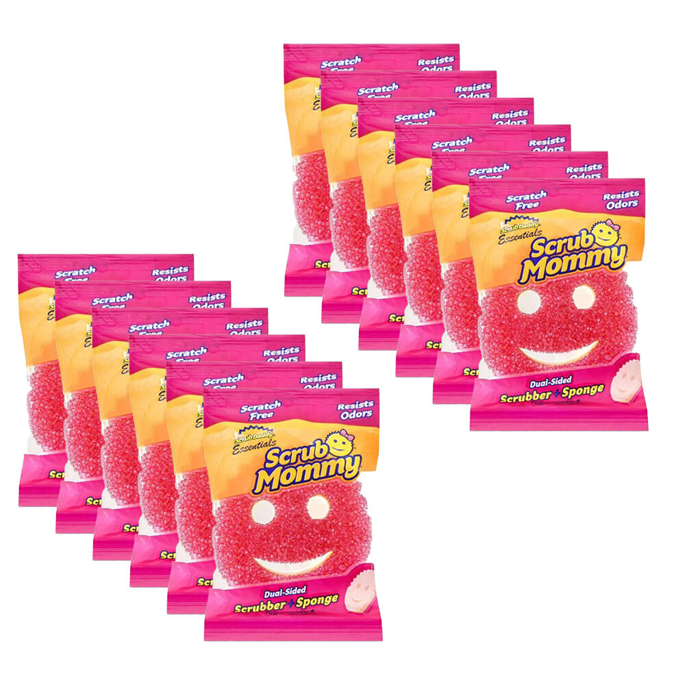 Scrub Daddy Essentials Flex Texture Scrub Mommy Sided Scrubber Sponge Pink (12 Pack)