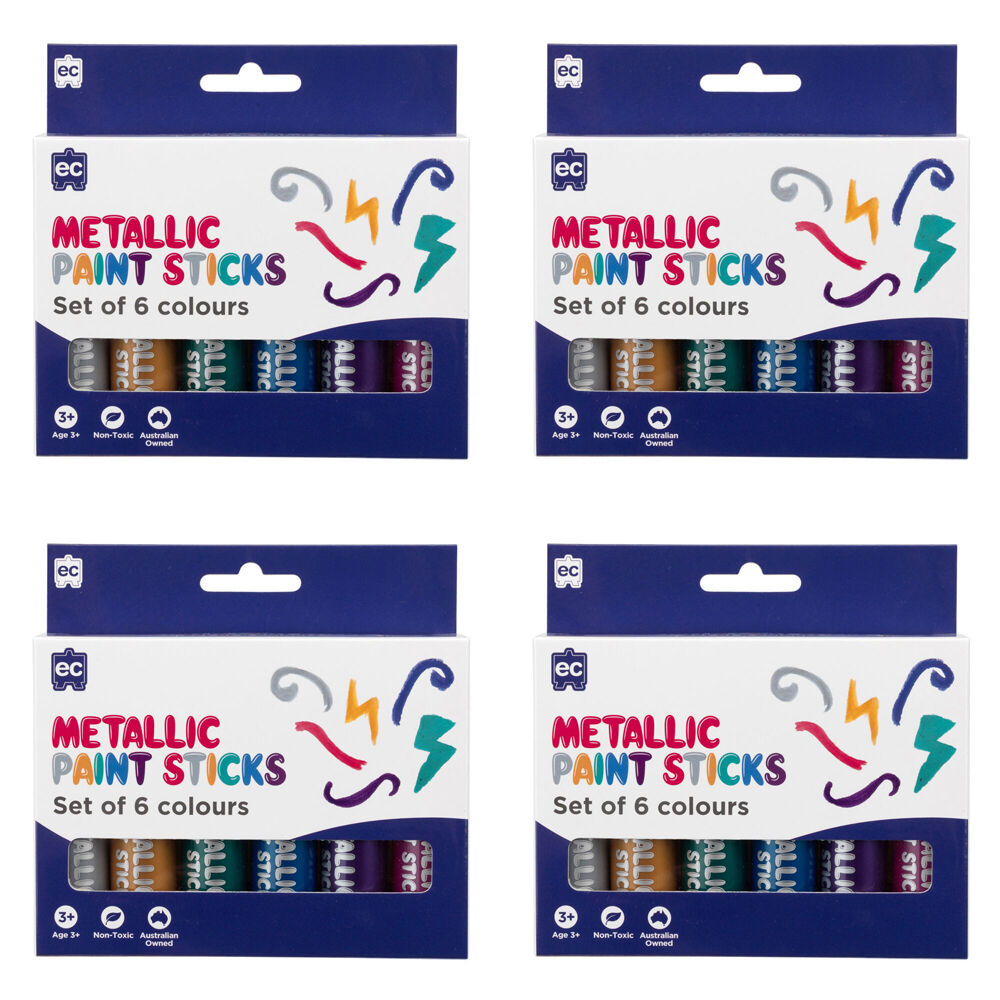 Educational Colours 6pc Educational Colours Mess-Free Kids Paint Sticks Set Metallic (4 Pack)