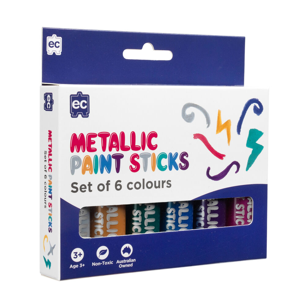 Educational Colours Mess-Free Kids Paint Sticks Set Metallic (6 Pieces) — image 4