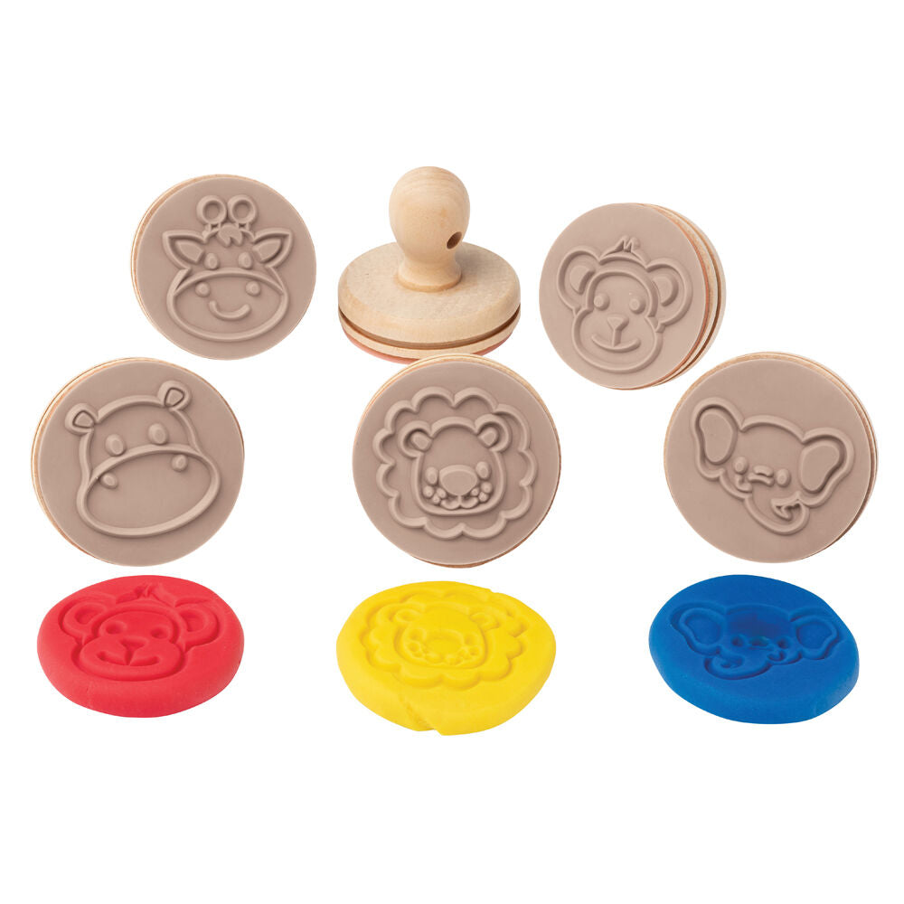 Educational Colours Brown Wooden Dough Patterned Stamps - Jungle — image 2