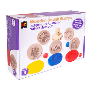 Educational Colours Brown Wooden Dough Patterned Stamps - Indigenous Nature