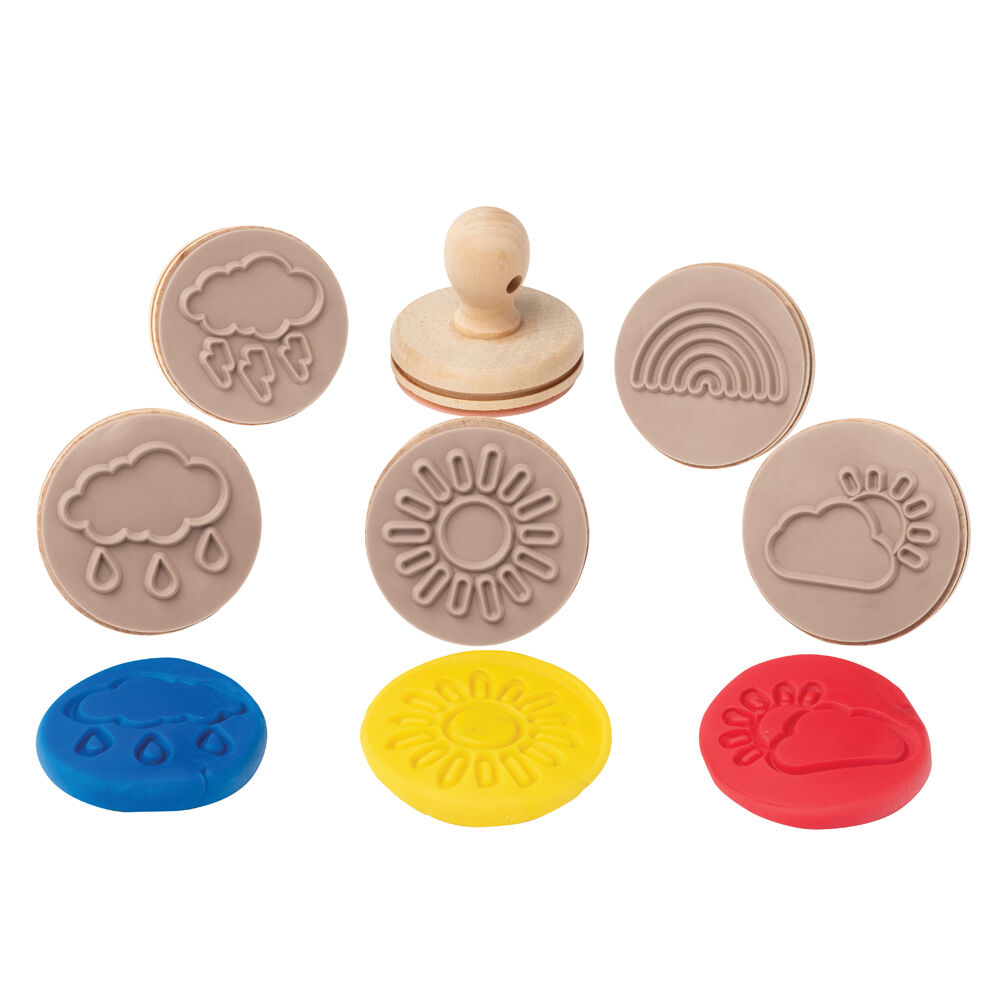 Educational Colours Brown Wooden Dough Patterned Stamps - Weather — image 2
