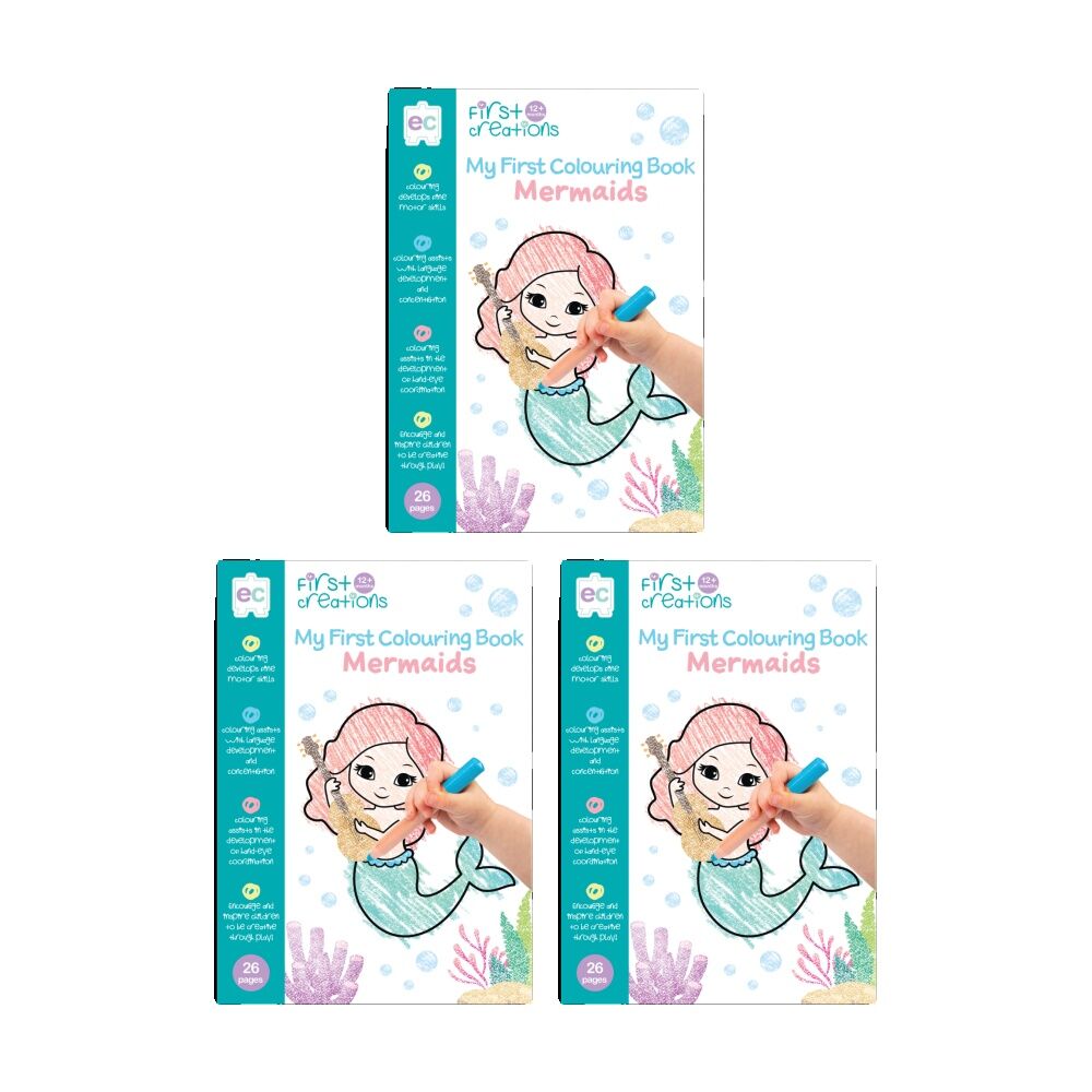 First Creations My Colouring Book Mermaids Theme Kids Activity 26 Pages 12m+ (3 Pack)