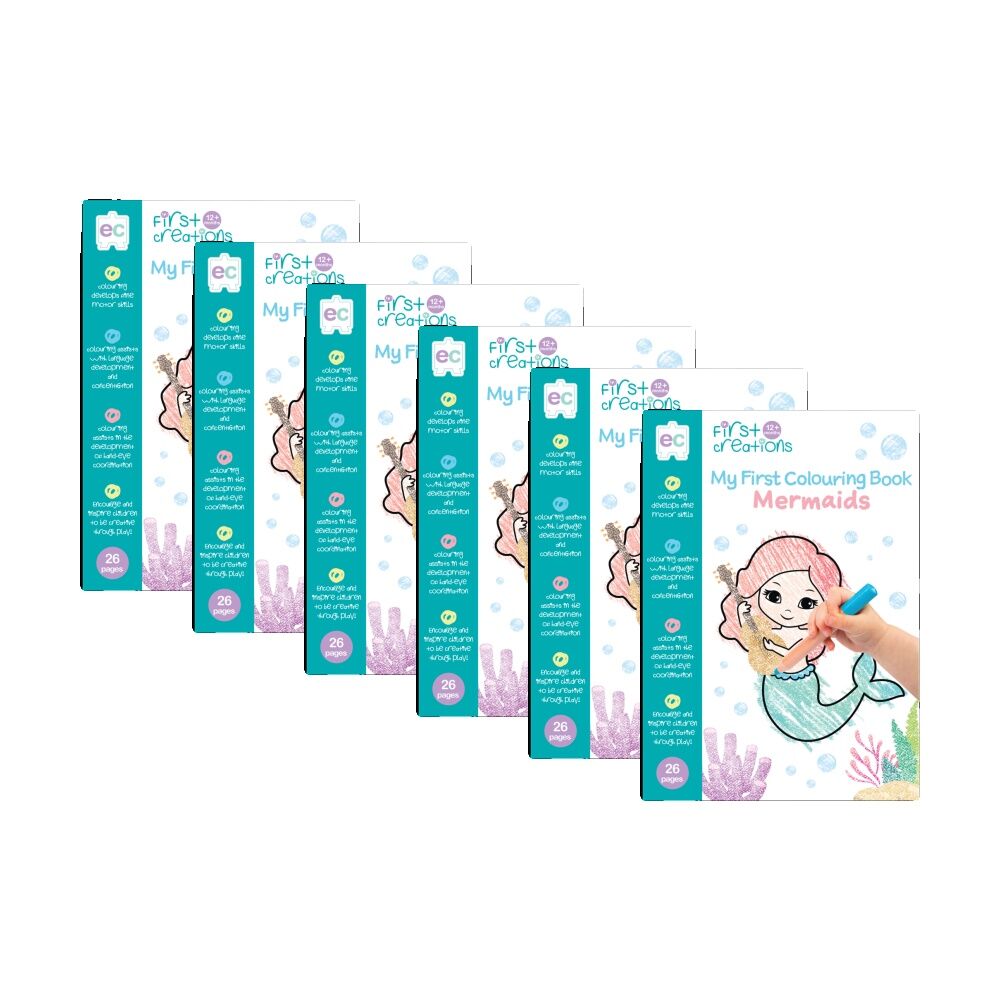 First Creations My Colouring Book Mermaids Theme Kids Activity 26 Pages 12m+ (6 Pack)