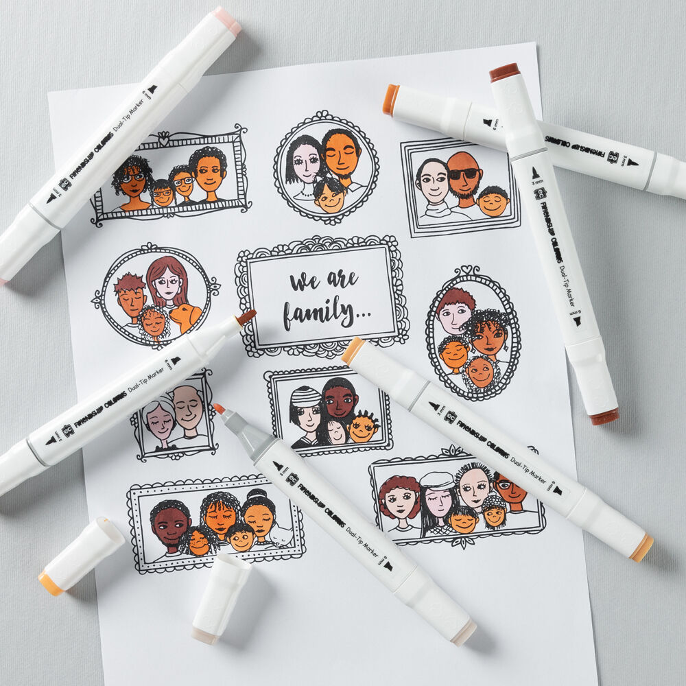 Educational Colours Friendship Colour Dual-Tip Markers Set Skin Tones (12 Pieces) — image 2