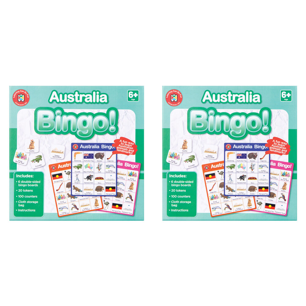 Learning Can BE Fun Australia Bingo Educational Childrens Toy 6y+ (2 Pack)