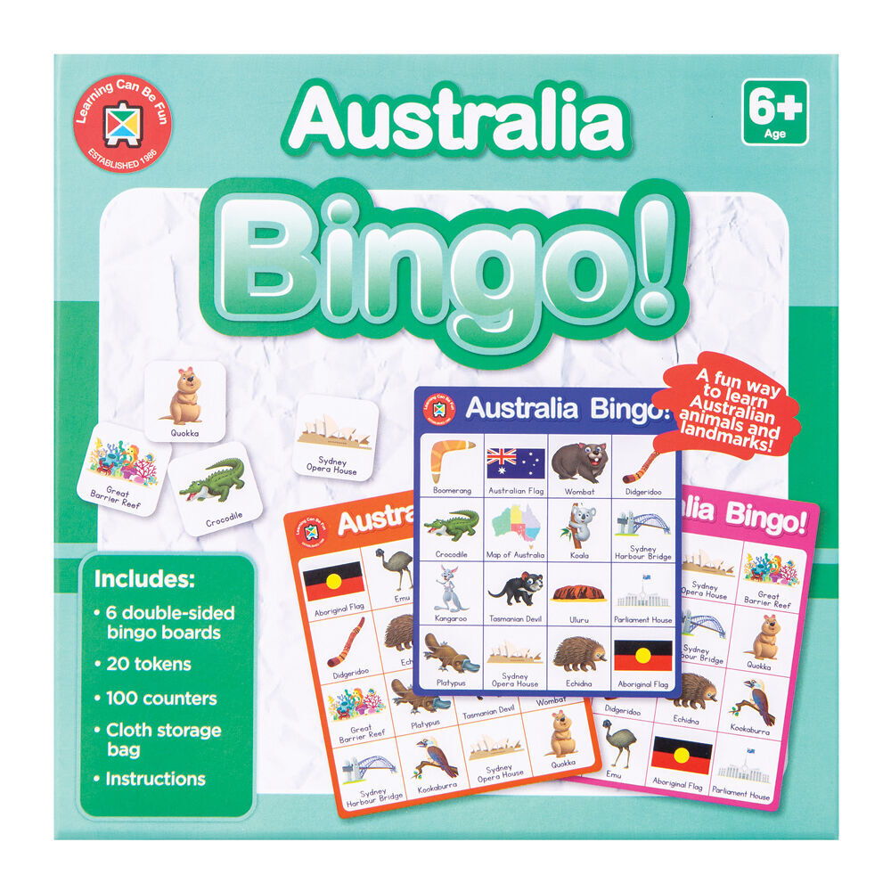 Learning Can BE Fun Australia/Emotions/Numbers/Alphabet Bingo Kids Toy Set (4 Pieces)