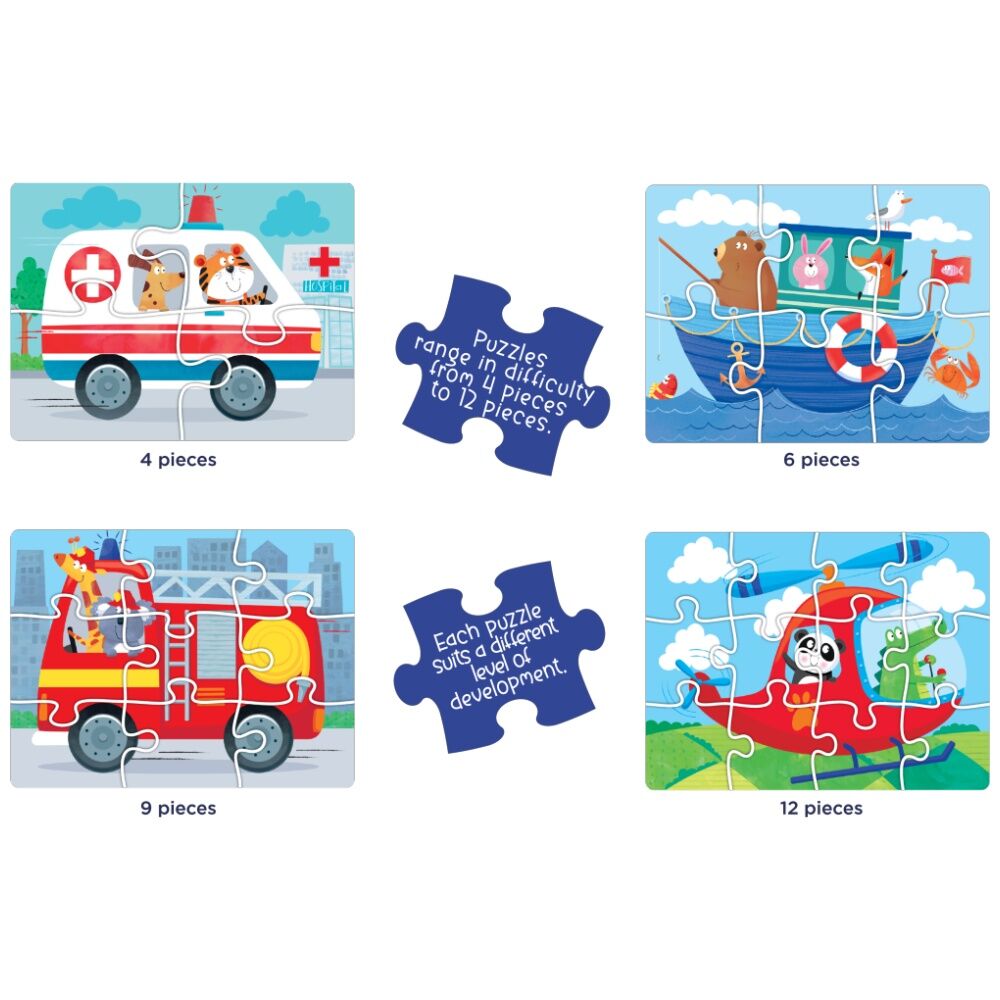 Learning Can BE Fun 4-12 Pieces 4-In-1 Kids Puzzle Activity Set Things That Go — image 2