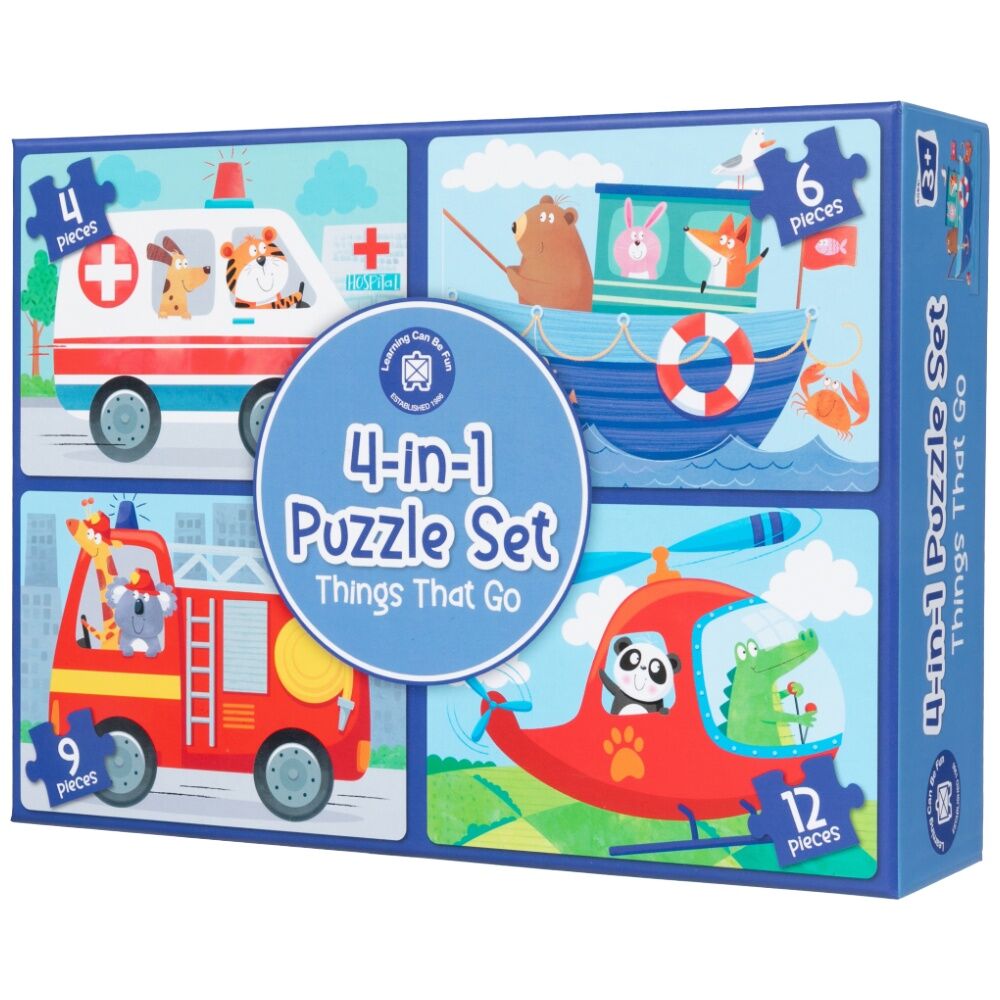Learning Can BE Fun 4-12 Pieces 4-In-1 Kids Puzzle Activity Set Things That Go — image 4
