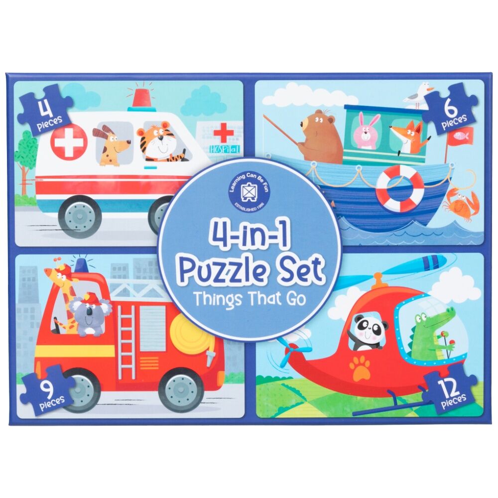 Learning Can BE Fun 4-In-1 Kids Puzzle Activity Set Things That Go 4-12 Pc (6 Pack) — image 2