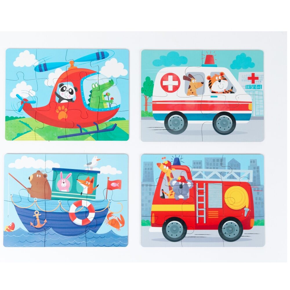 Learning Can BE Fun 4-In-1 Kids Puzzle Activity Set Things That Go 4-12 Pc (6 Pack) — image 4
