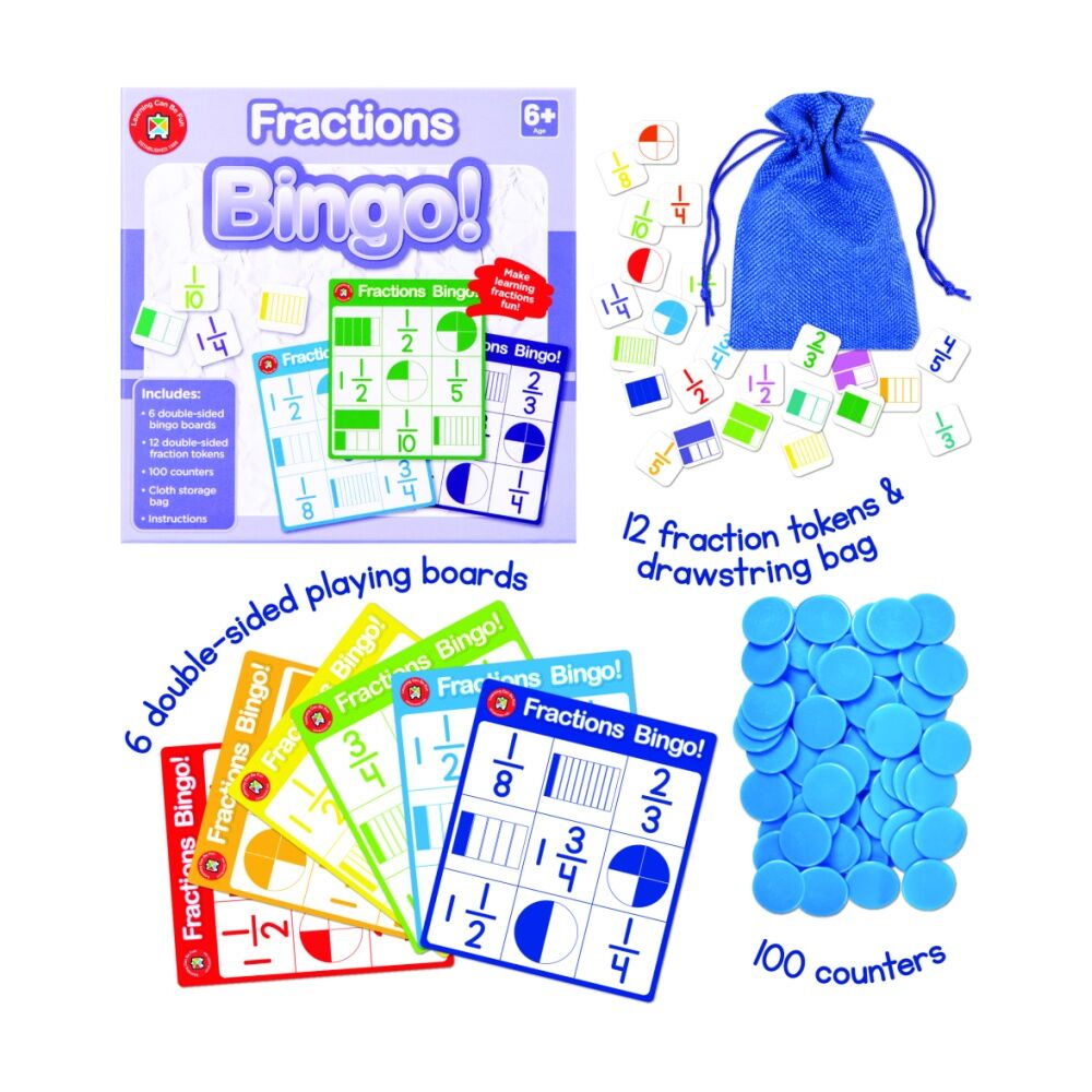 Learning Can BE Fun 6y+ Fractions Bingo Kids Mathematics Educational Game — image 3