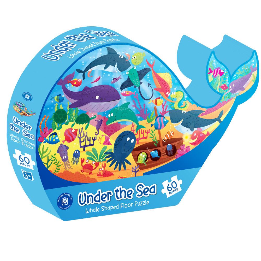Learning Can BE Fun Kids Floor Puzzle Set Under the Sea: Whale (60 Pieces)