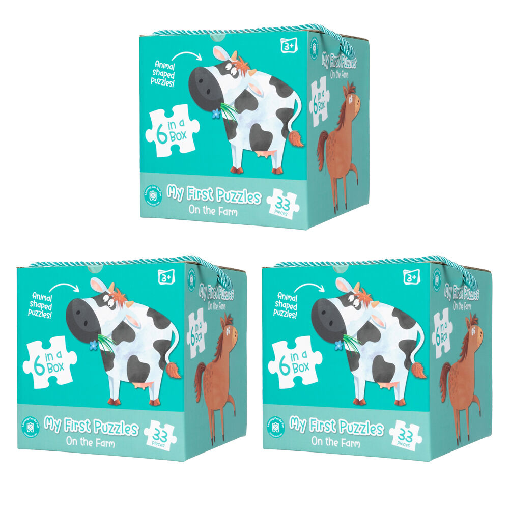 Learning Can BE Fun 6PK Learning Can Be Fun My First Puzzles Set On The Farm w/Carry Box 3y+ (3 Pack)