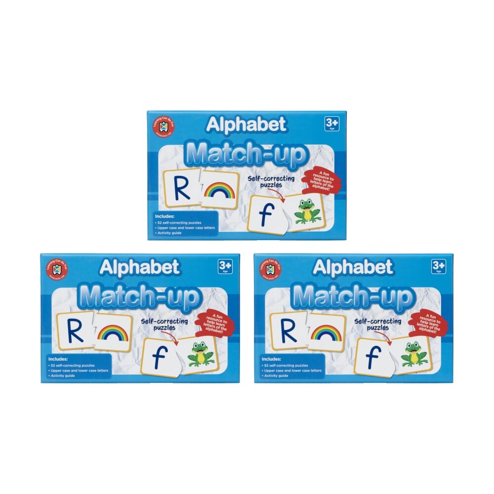 Learning Can BE Fun Alphabet Match-Up 52 Self Correcting Puzzles Kids 3y+ (3 Pack)