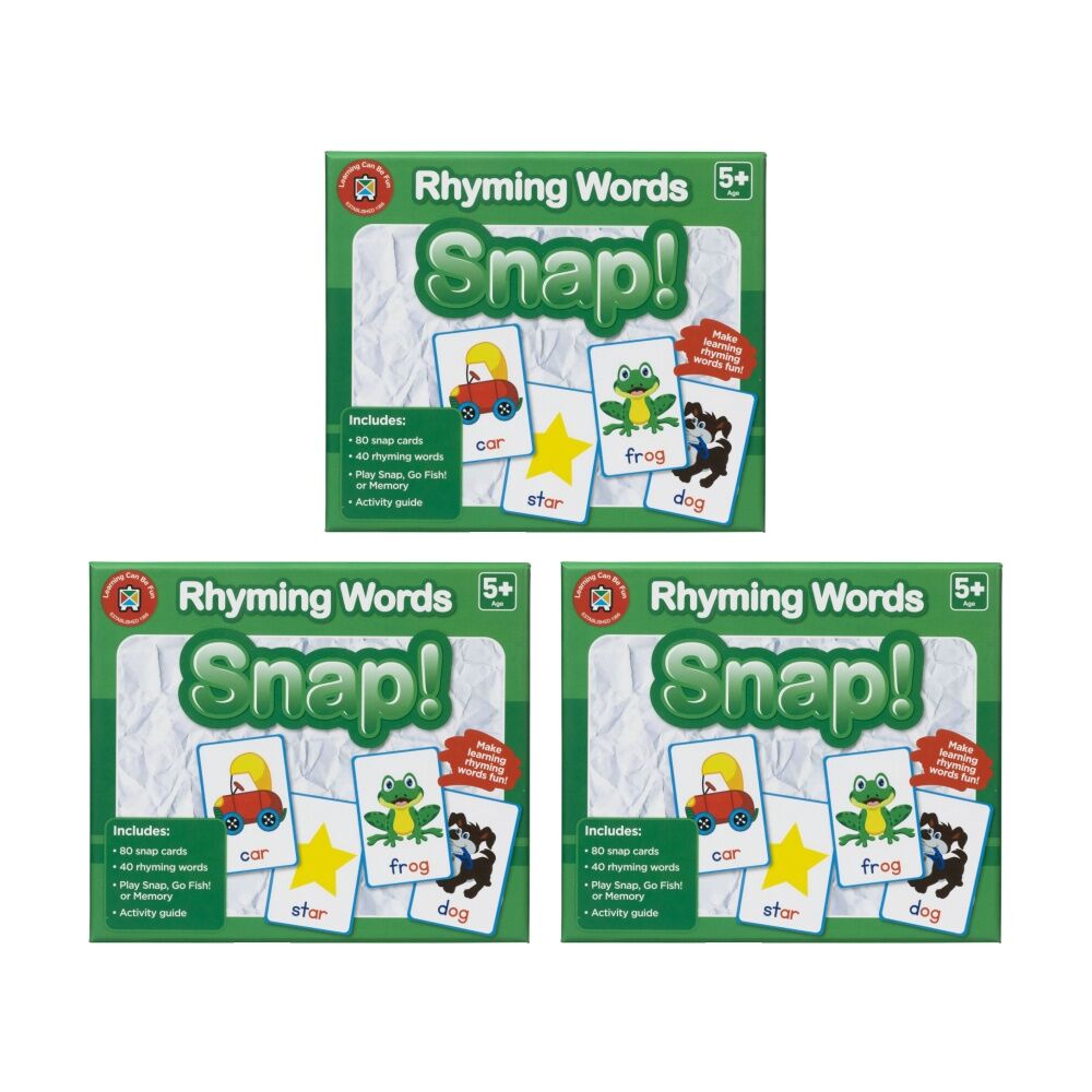 Learning Can BE Fun Rhyming Words Snap! 80 Cards Build Skills Kids Game 5y+ (3 Pack)