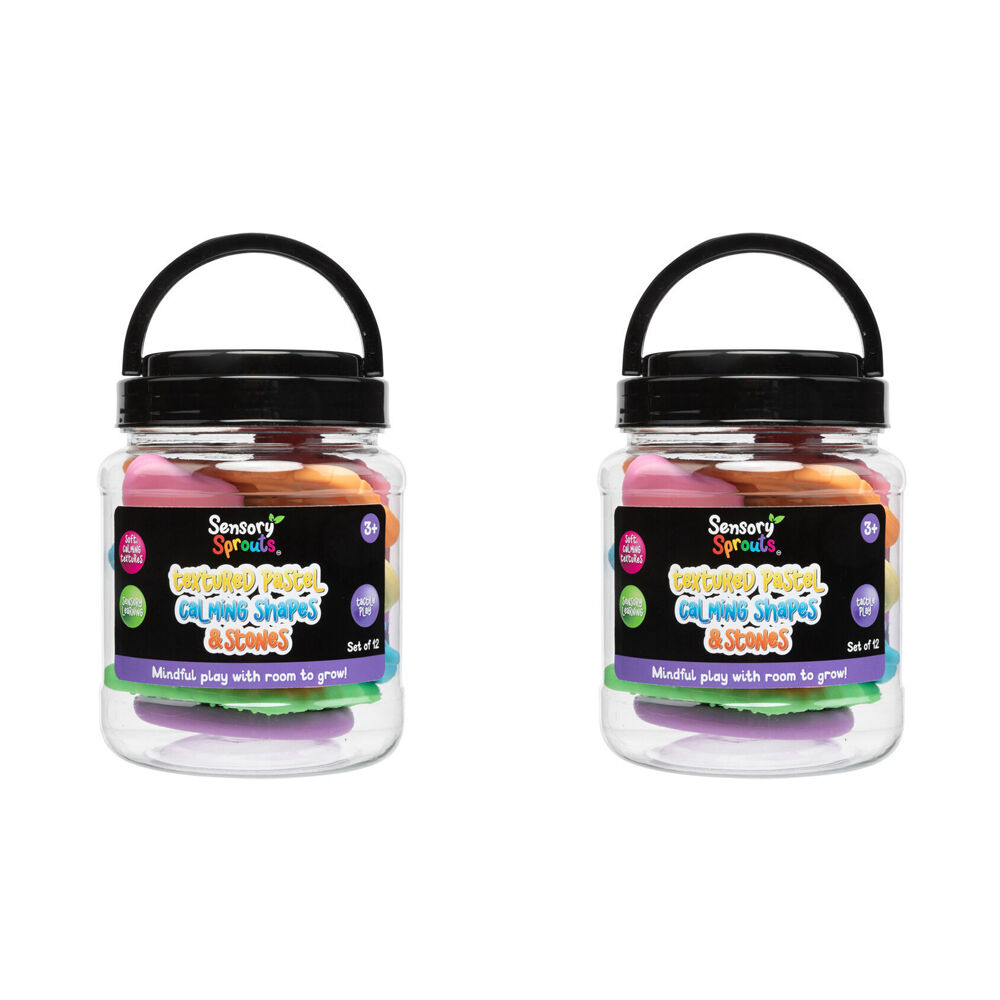 Sensory Sprouts 12pc Sensory Sprouts Textured Calming Shapes & Stones Kids Toy Pastel (2 Pack)