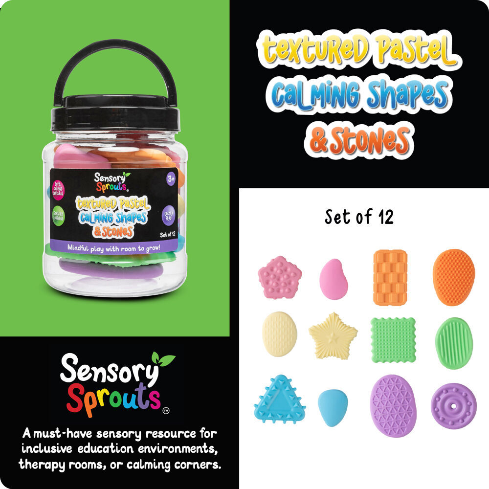 Sensory Sprouts 12pc Sensory Sprouts Textured Calming Shapes & Stones Kids Toy Pastel (2 Pack) — image 3