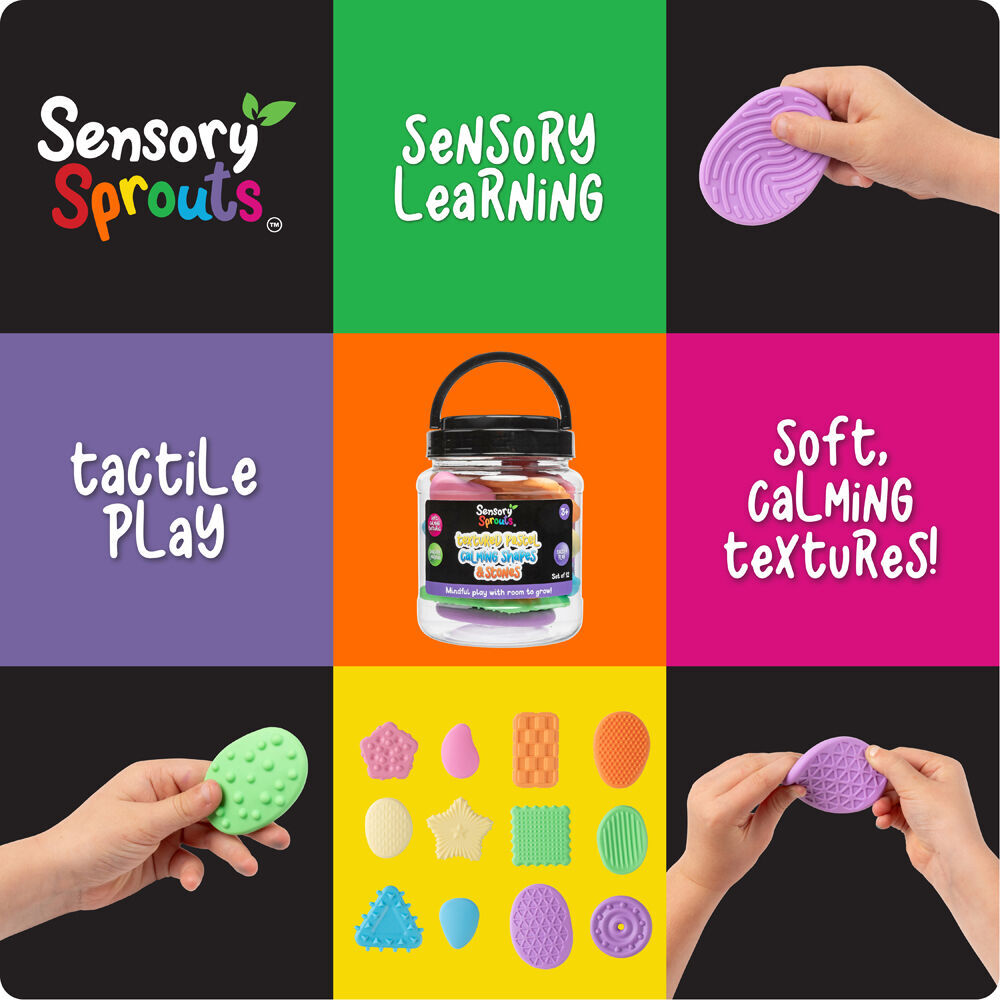 Sensory Sprouts 12pc Sensory Sprouts Textured Calming Shapes & Stones Kids Toy Pastel (2 Pack) — image 4