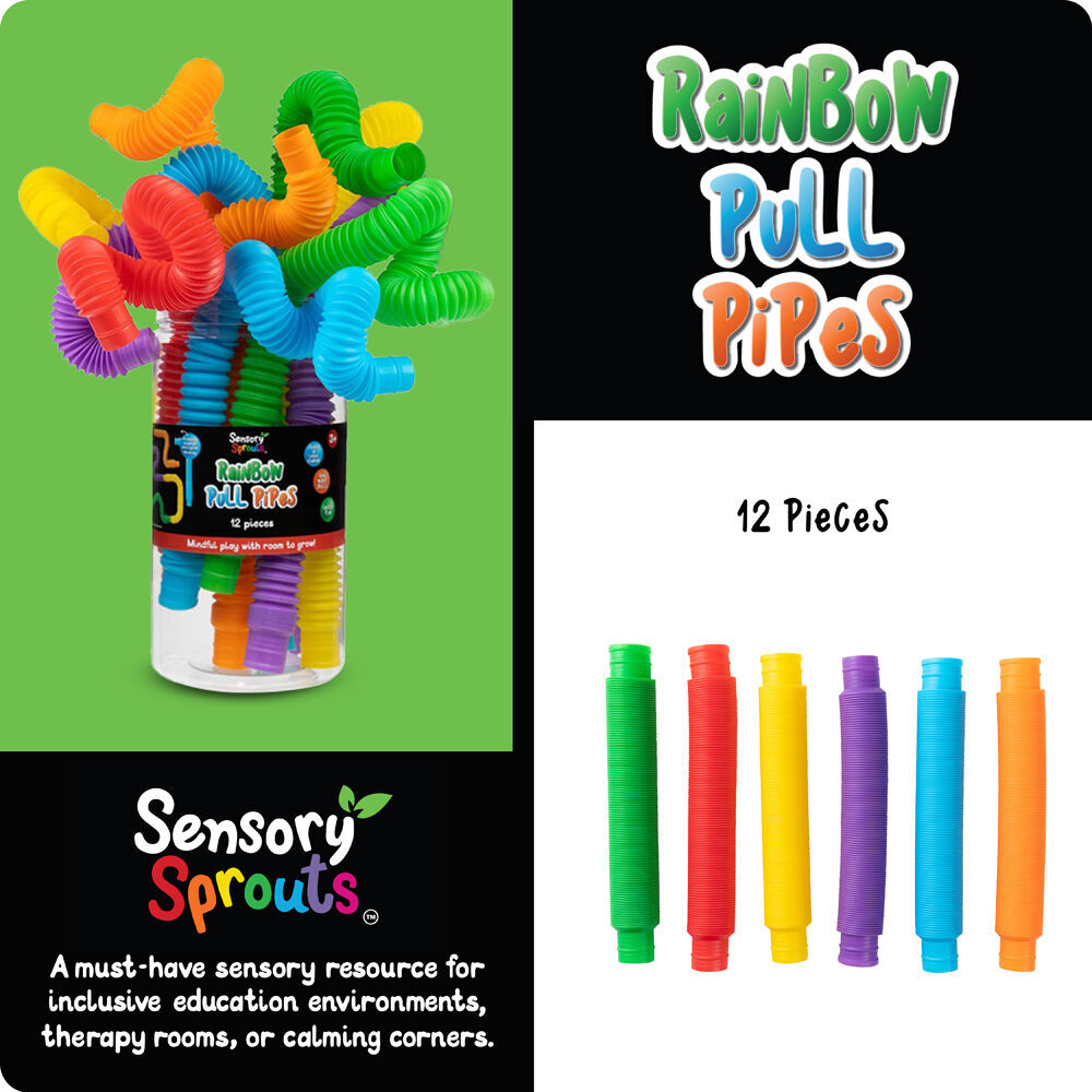 Sensory Sprouts 12pc Sensory Sprouts Rainbow Pull Pipes Jar Kids Toy Multicoloured (2 Pack) — image 3