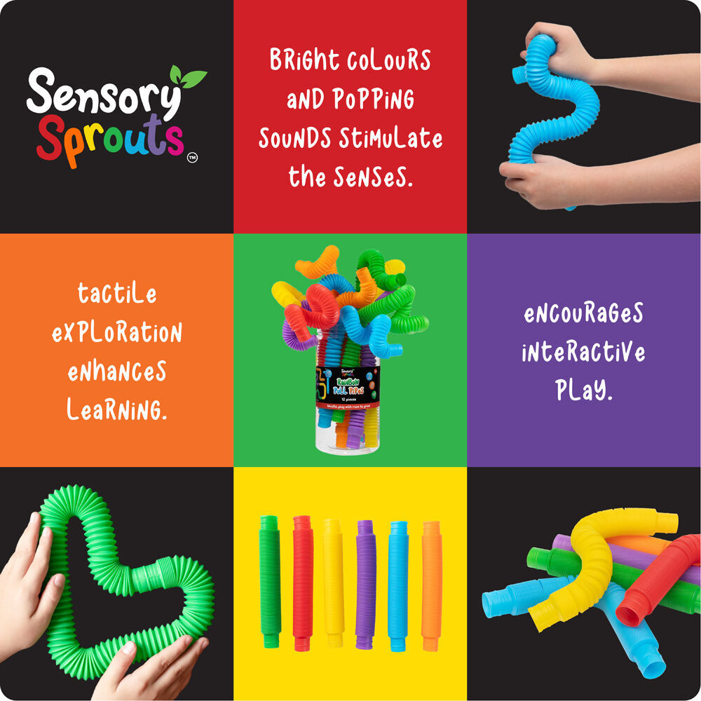 Sensory Sprouts 12pc Sensory Sprouts Rainbow Pull Pipes Jar Kids Toy Multicoloured (2 Pack) — image 4