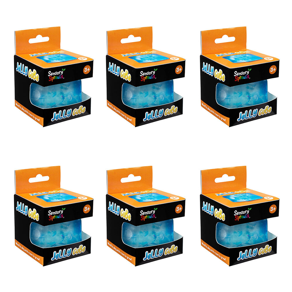 Sensory Sprouts Snowflake Filled Jelly Fidget Cube Kids Toy Blue (6 Pack)