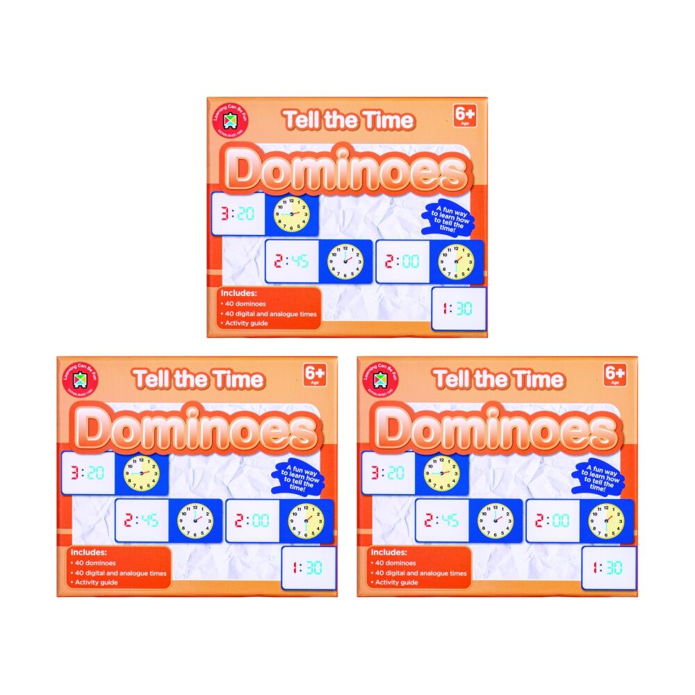 Learning Can BE Fun 40pc Learning Can Be Fun Tell the Time Dominoes Kids Education Game 6y+ (3 Pack)