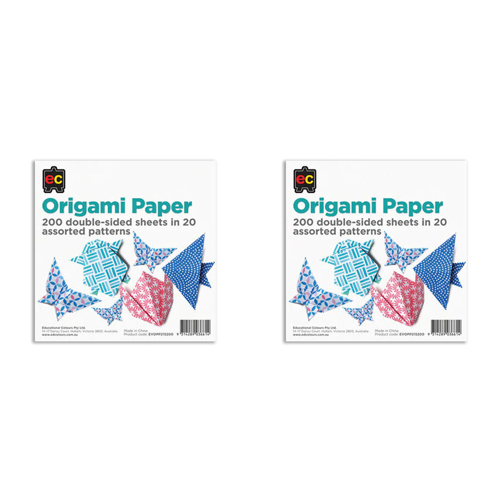 Educational Colours 200pc Educational Colours Double Sided Pattern Origami Paper Pack Multi (2 Pack)