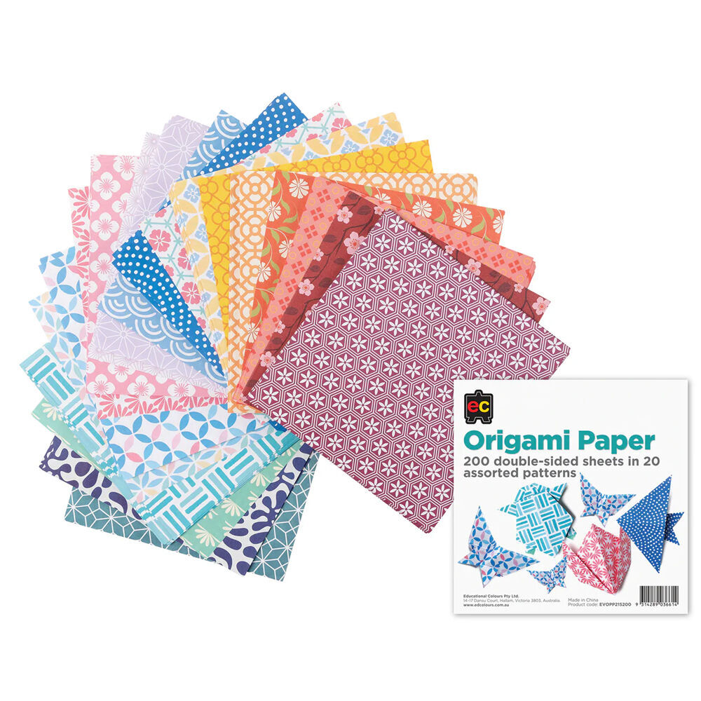 Educational Colours Double Sided Pattern Origami Paper Pack Multicoloured (200 Pieces) — image 2
