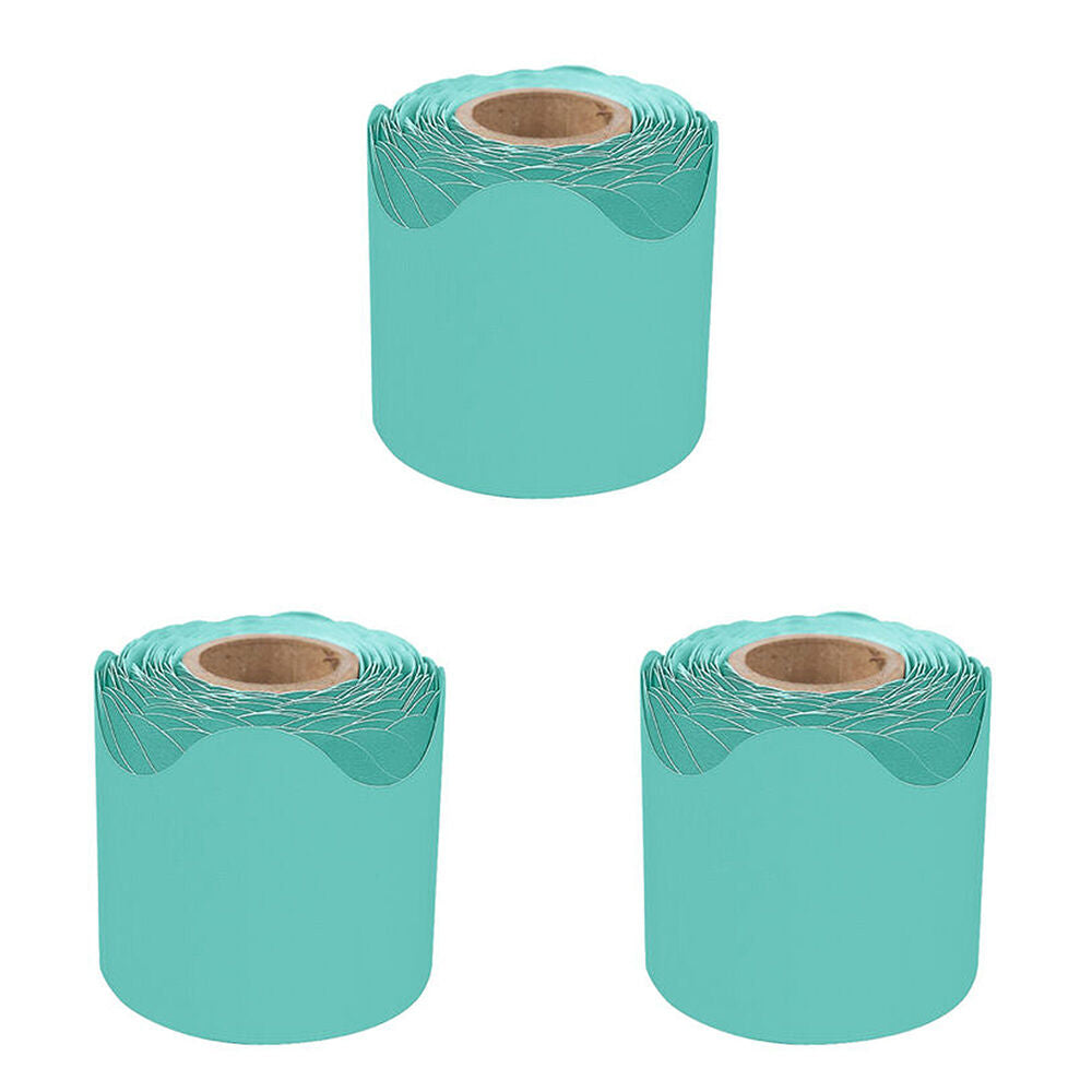Learning Can BE Fun Growing Minds Teal Rolled Scalloped Border 6.5 x 15.2cm (3 Pack)