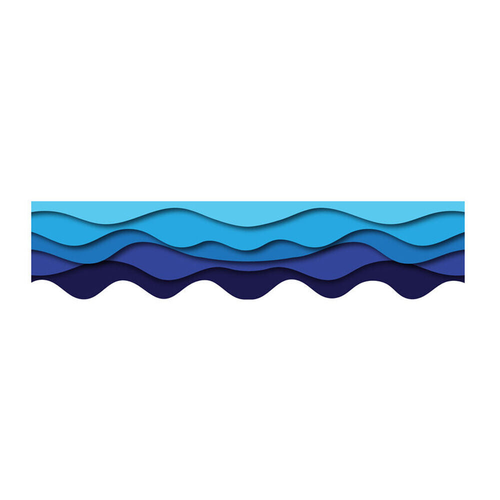 Learning Can BE Fun 12pc Learning Can Be Fun Ocean Waves Scalloped Border Pack 90cm x 7.5cm (3 Pack) — image 2