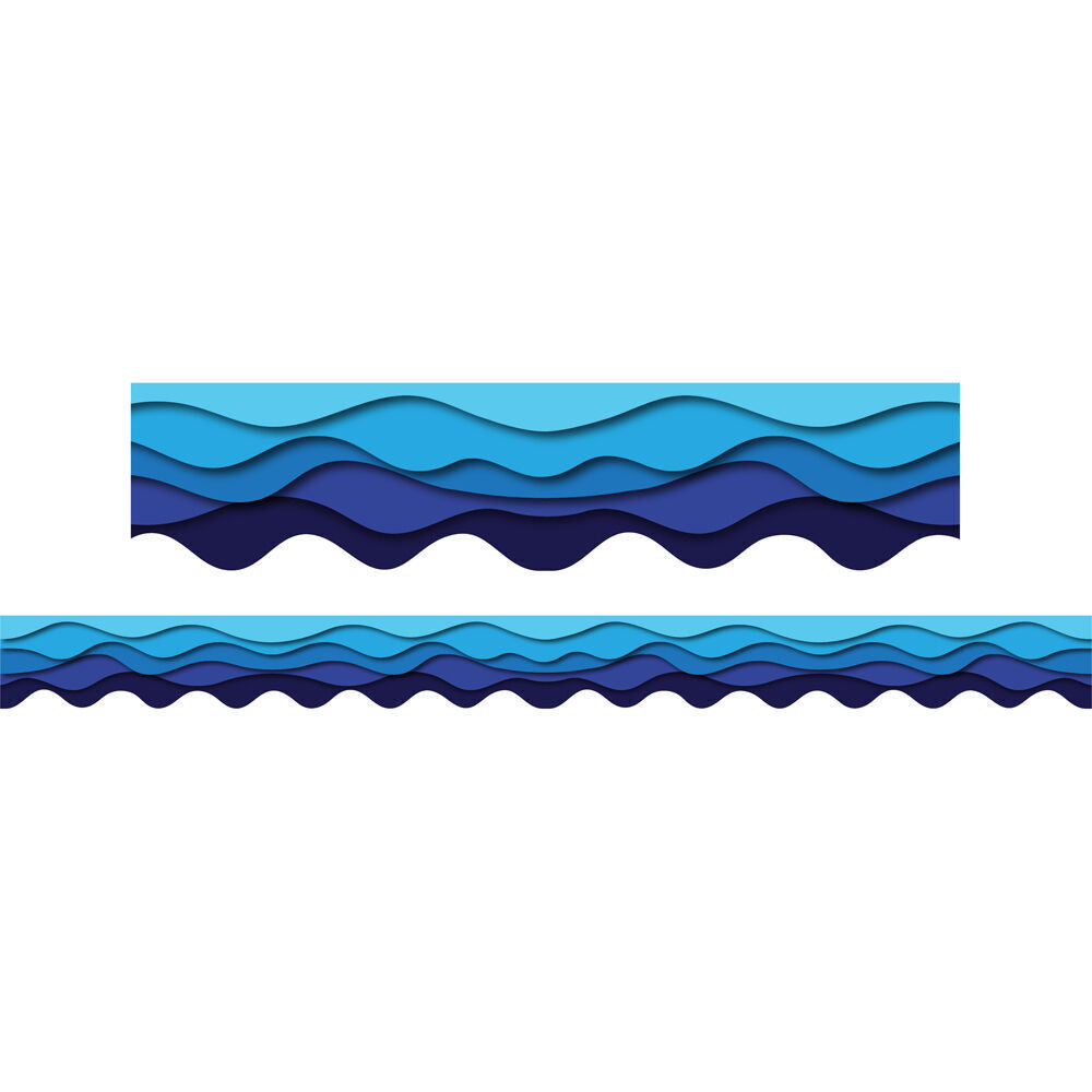 Learning Can BE Fun 12pc Learning Can Be Fun Ocean Waves Scalloped Border Pack 90cm x 7.5cm (3 Pack) — image 3