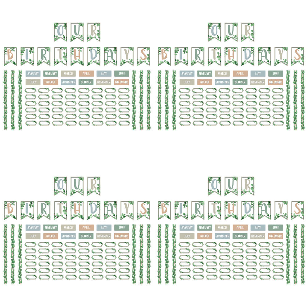 Learning Can BE Fun 78pc Learning Can Be Fun Eucalyptus Essentials Birthday Bulletin Board Set (4 Pack)
