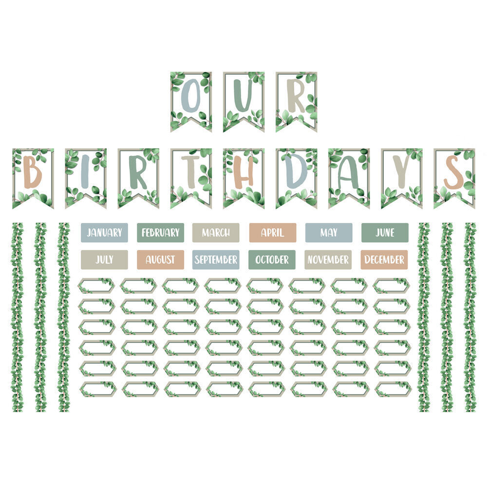Learning Can BE Fun 78pc Learning Can Be Fun Eucalyptus Essentials Birthday Bulletin Board Set (4 Pack) — image 2