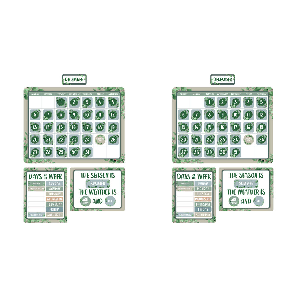 Learning Can BE Fun 93pc Learning Can Be Fun Essentials Calendar Bulletin Board Set Eucalyptus (2 Pack)