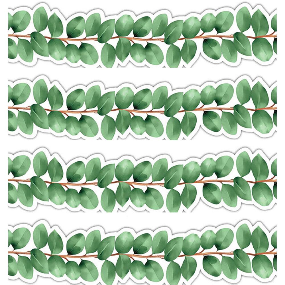 Learning Can BE Fun 12pc Learning Can Be Fun Eucalyptus Essentials Die-Cut Border Pack 90x7.7cm (4 Pack)