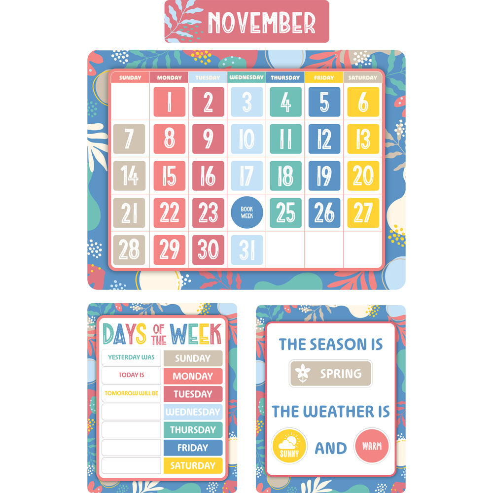 Learning Can BE Fun Calendar Bulletin Board Set Growing Minds (93 Pieces)