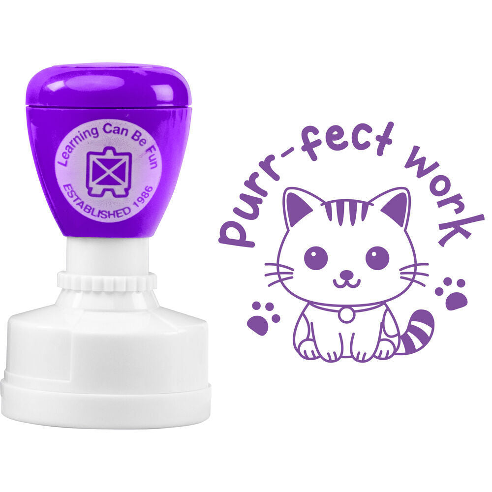 Learning Can BE Fun Purr-fect Work Self-Inking Merit Stamp Purple (12 Pack) — image 4